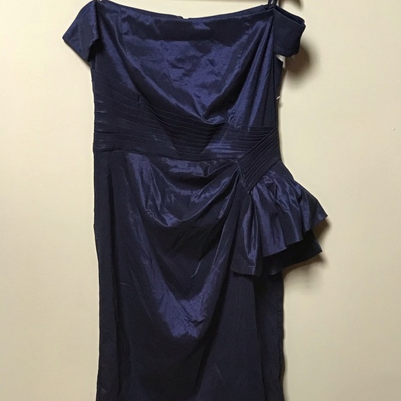ELiza j blue dress off the shoulder cap sleeve - Picture 4 of 8